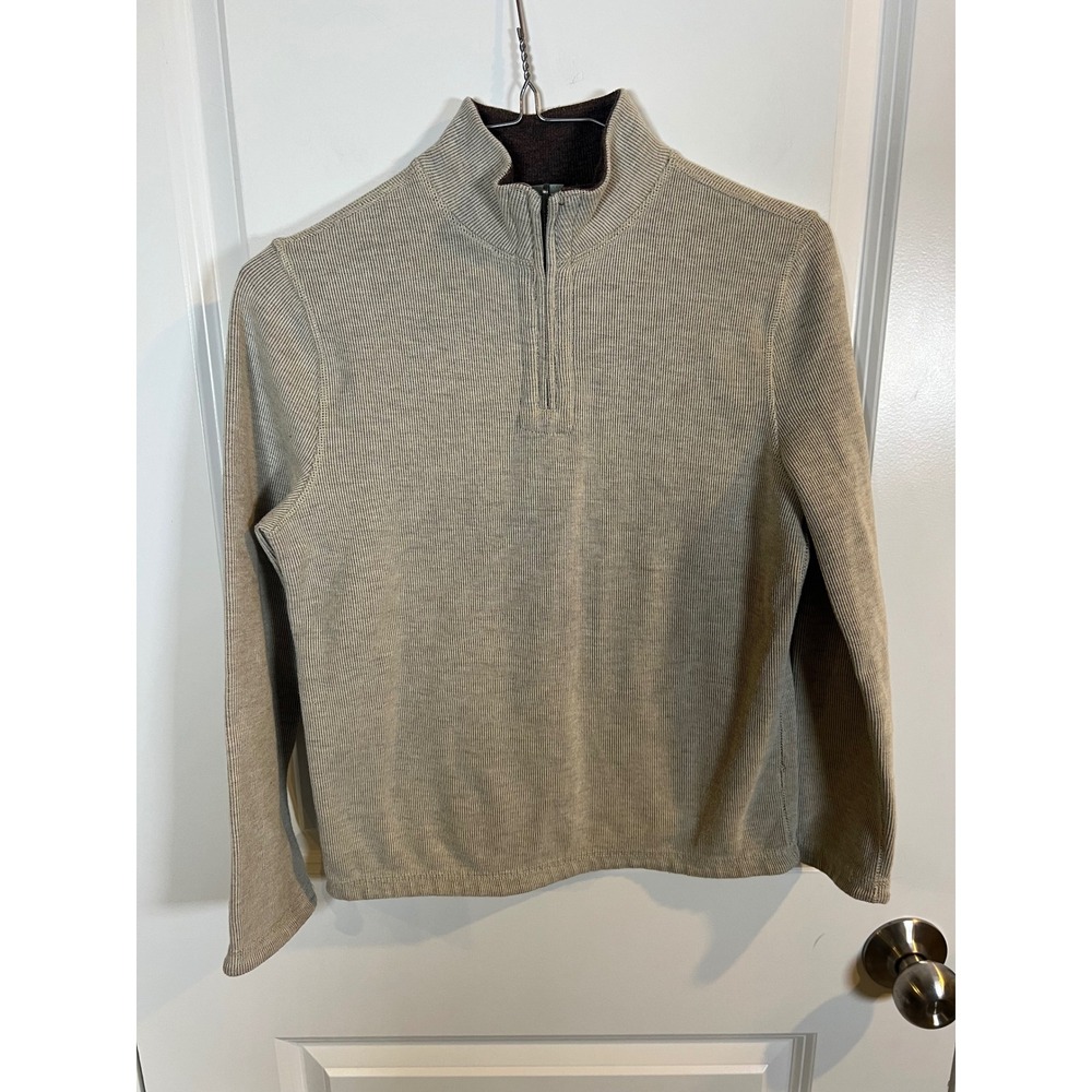 Class Club Boys Pullover‎ Sweater 1/4 Zip Ribbed Tan 10/12